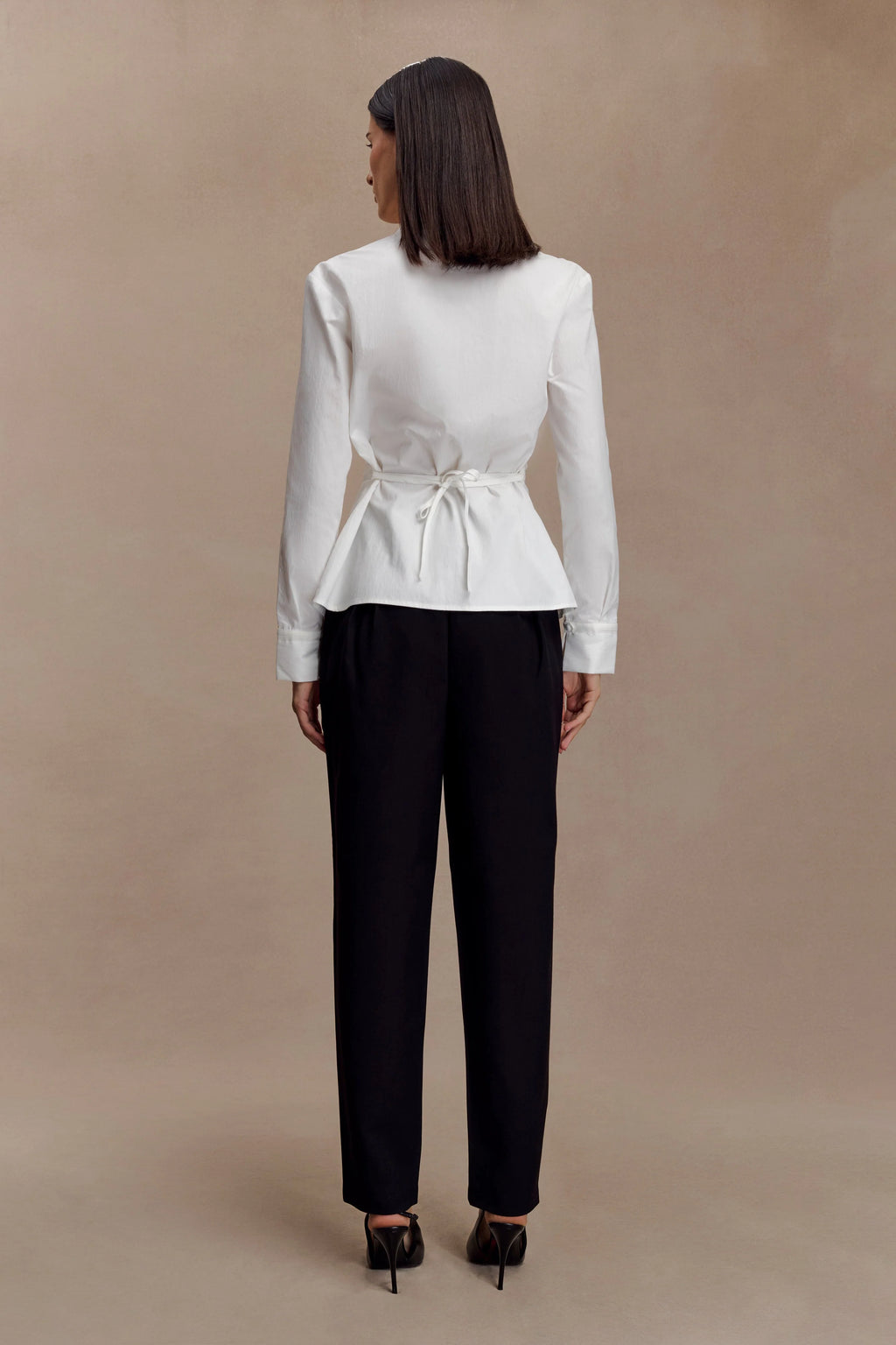 Millie Tie Back Cotton Shirt - White