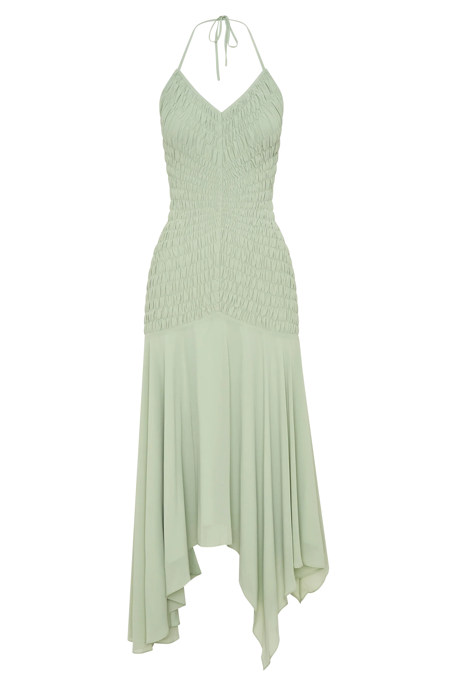 Evelyn Shirred Chiffon Maxi Dress - Sage