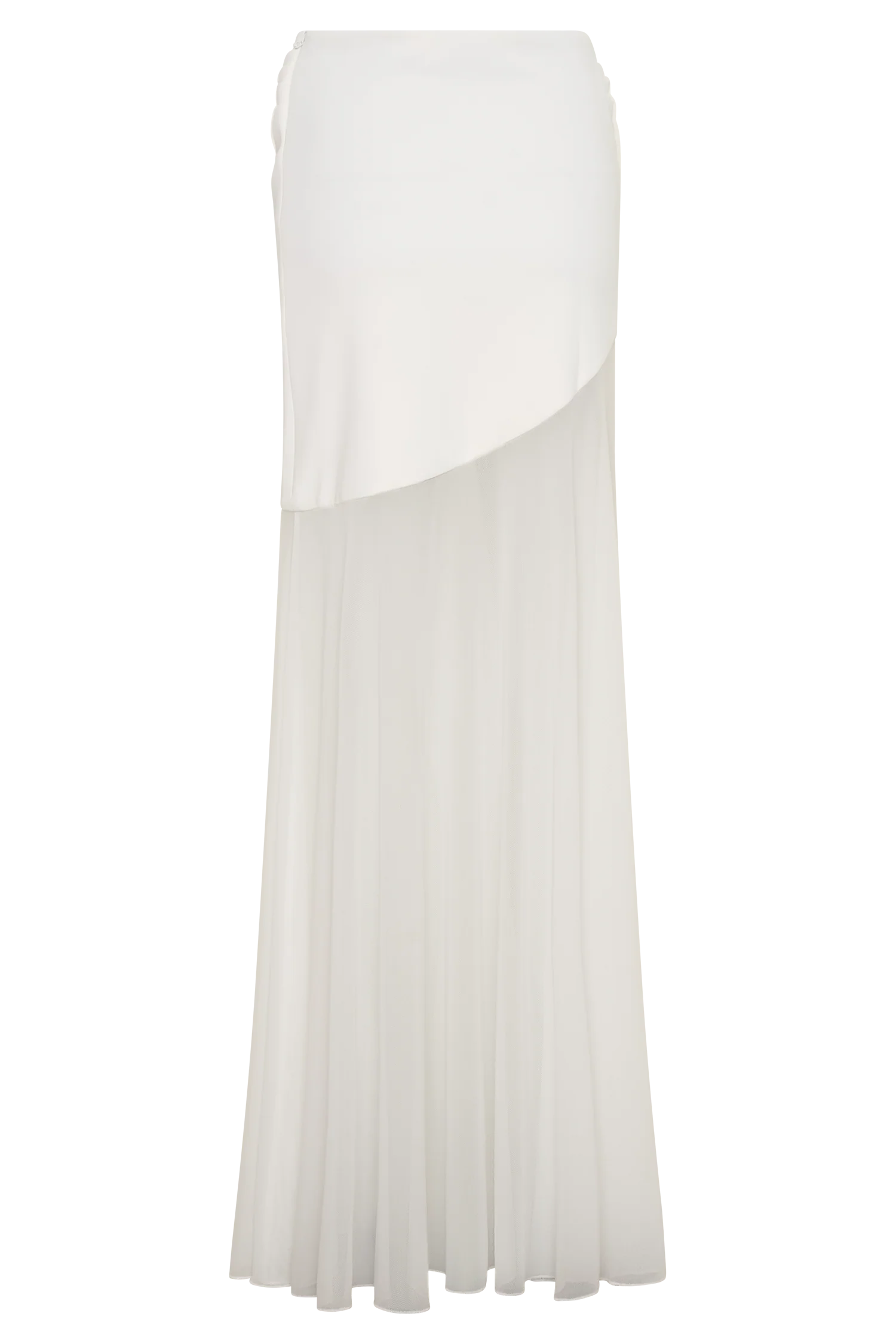 Portia Scuba And Mesh Maxi Skirt - White