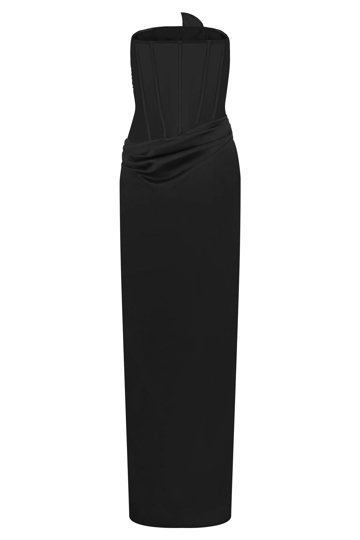 Asha Floral Mesh And Satin Maxi Dress - Black