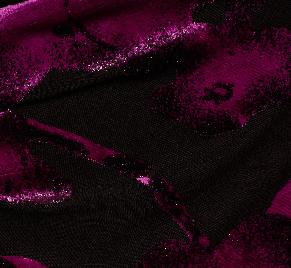 Long Sleeve Floral Burnout Sheath Dress In Black Violet