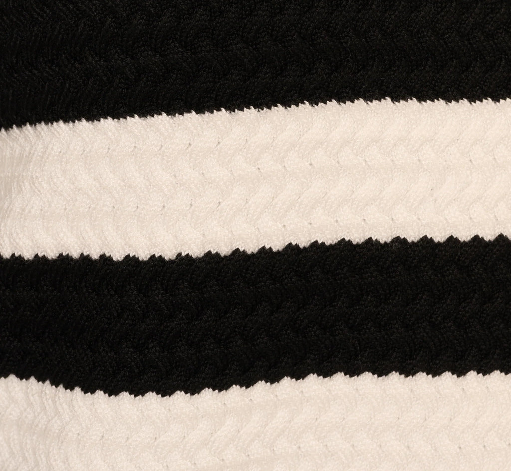 Textured Knit Blanket Stitch Cardigan Sweater In Ivory Black