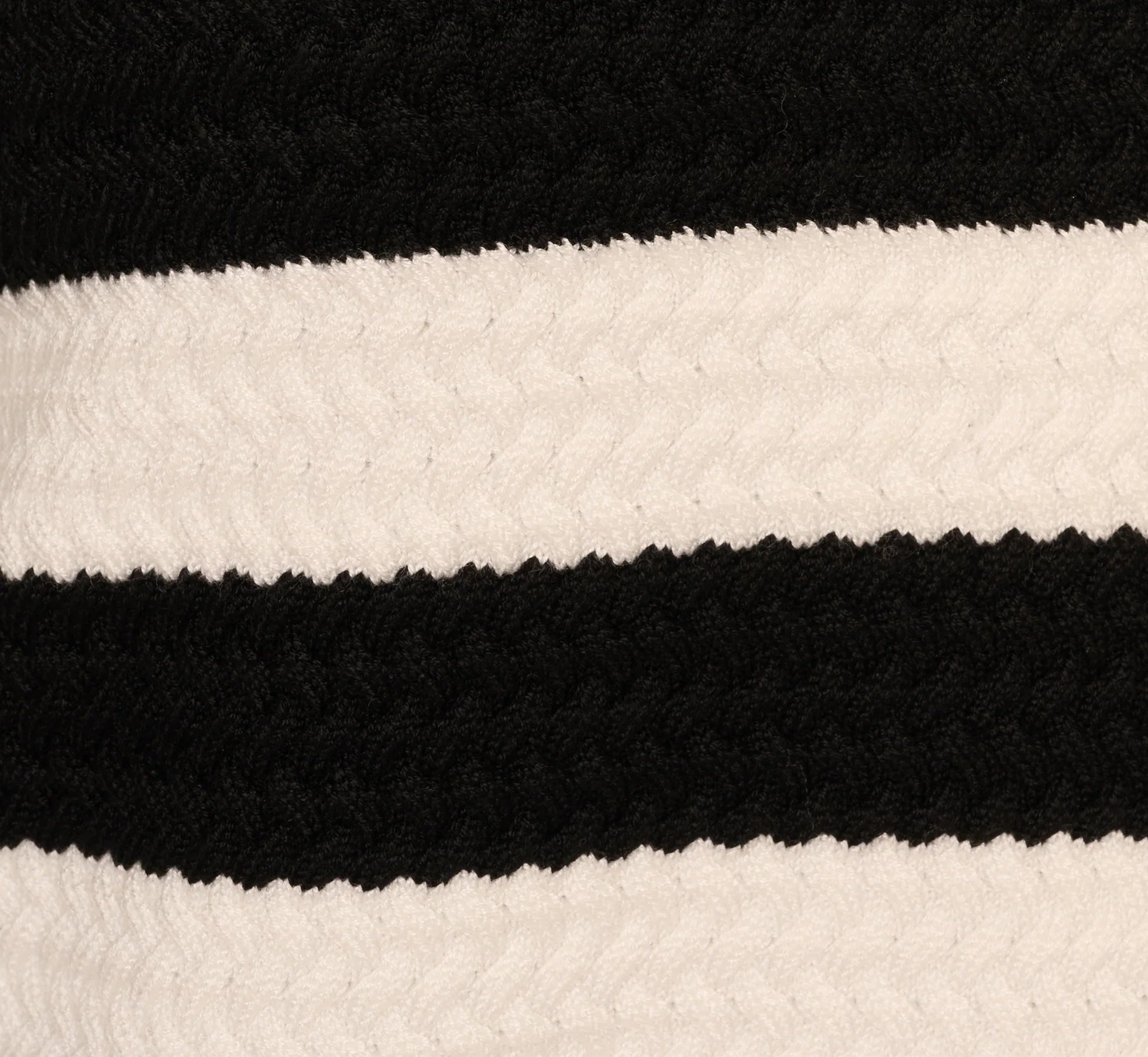 Textured Knit Blanket Stitch Cardigan Sweater In Ivory Black