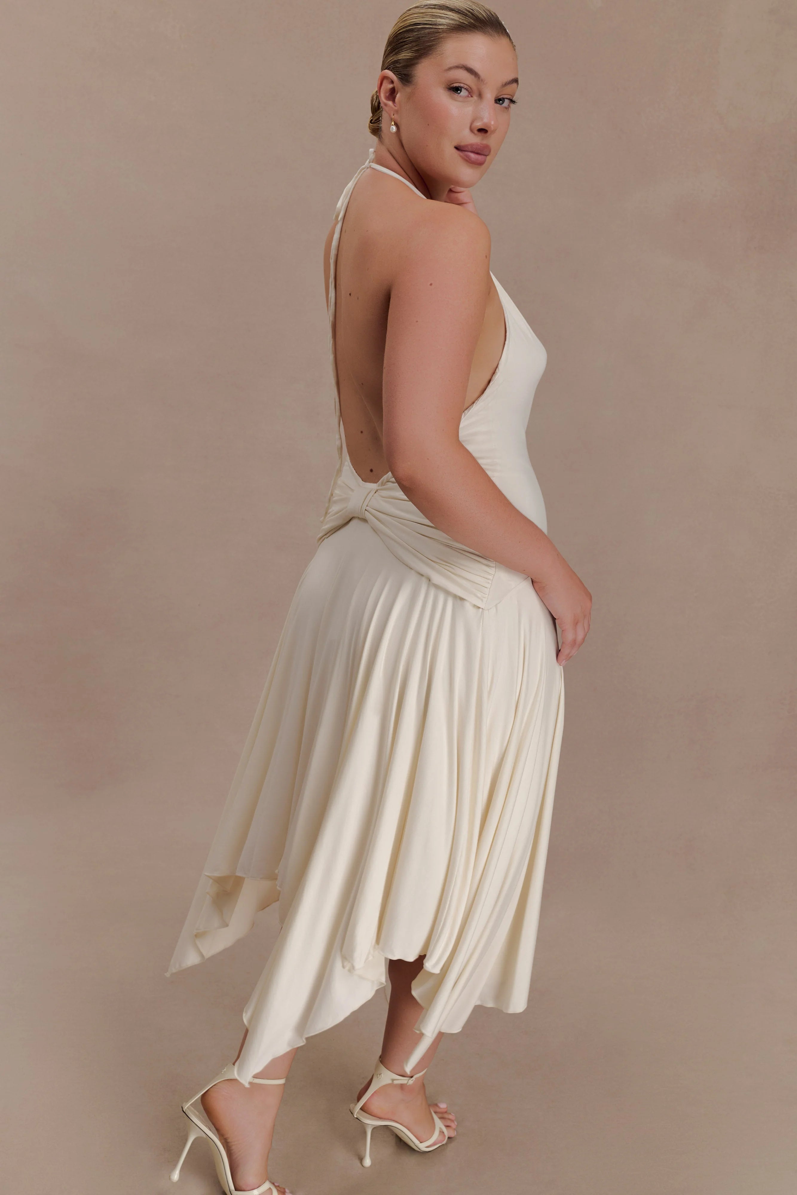 Sylvie Modal Hankie Midi Dress - Ivory