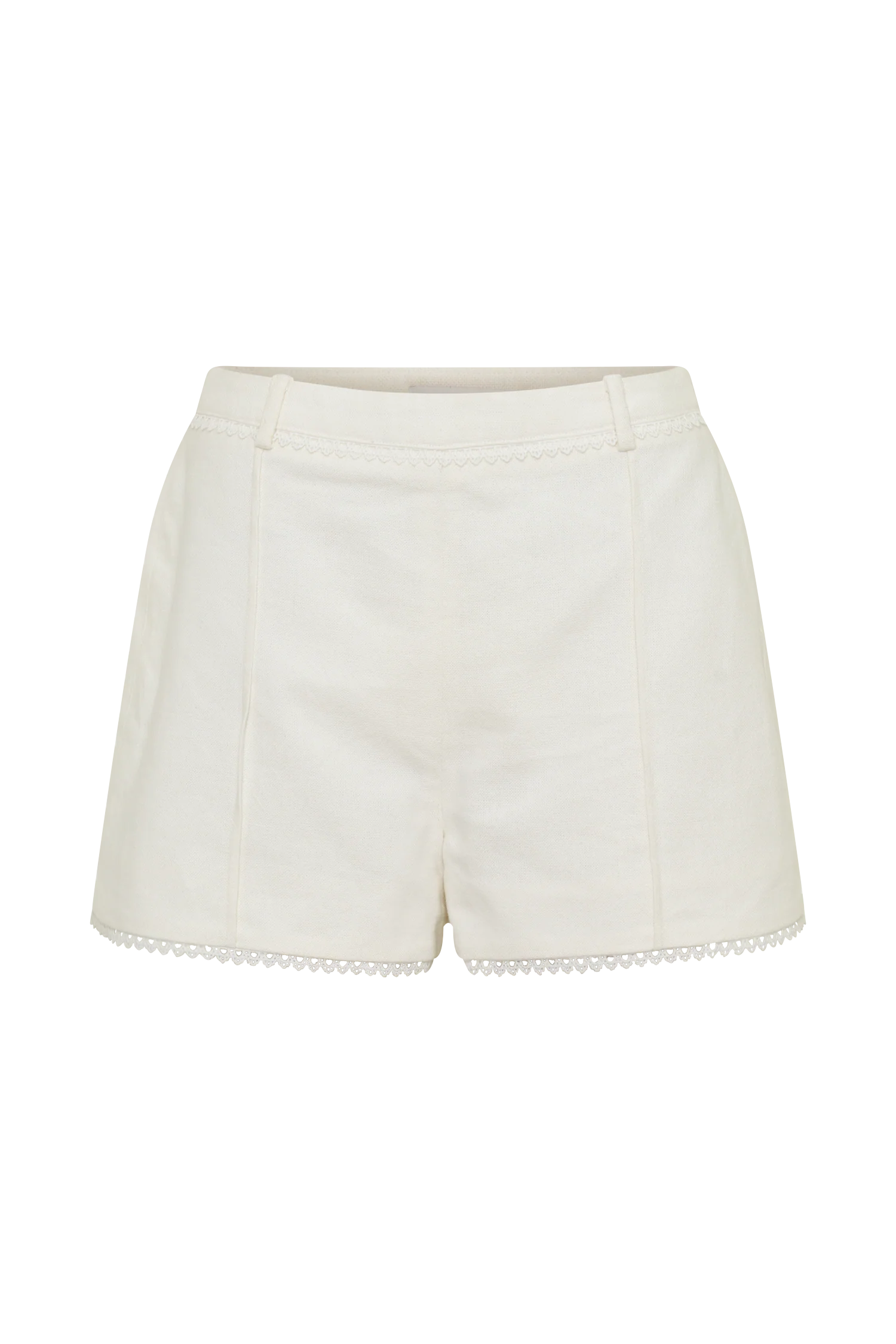 Melody Linen Short With Lace - White