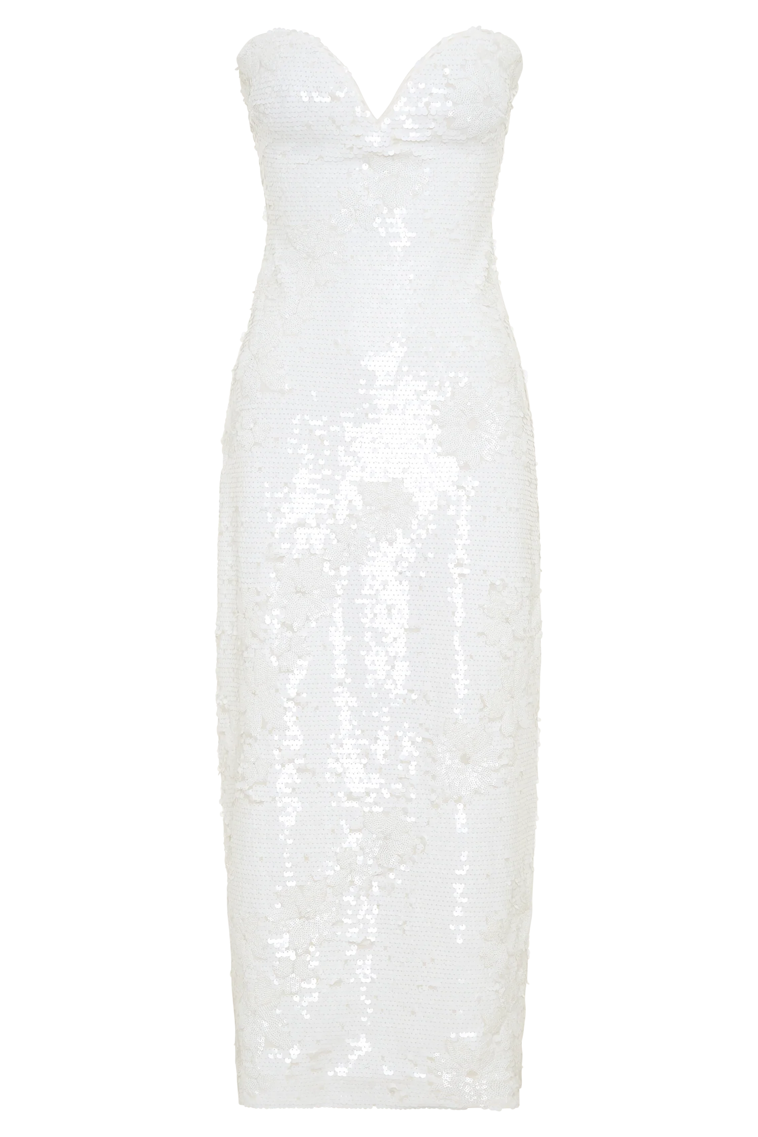 Maisie Strapless Sequin Midi Dress - White