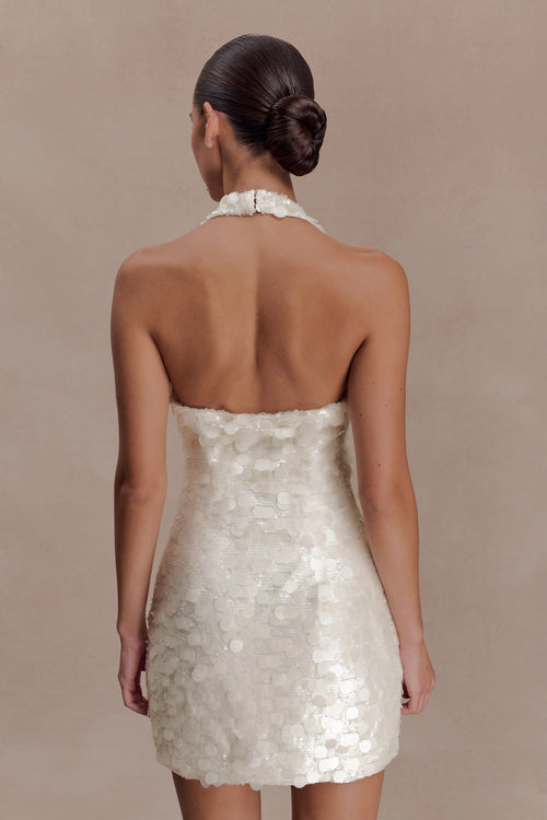 Caralee Sequin Halter Mini Dress - Ivory