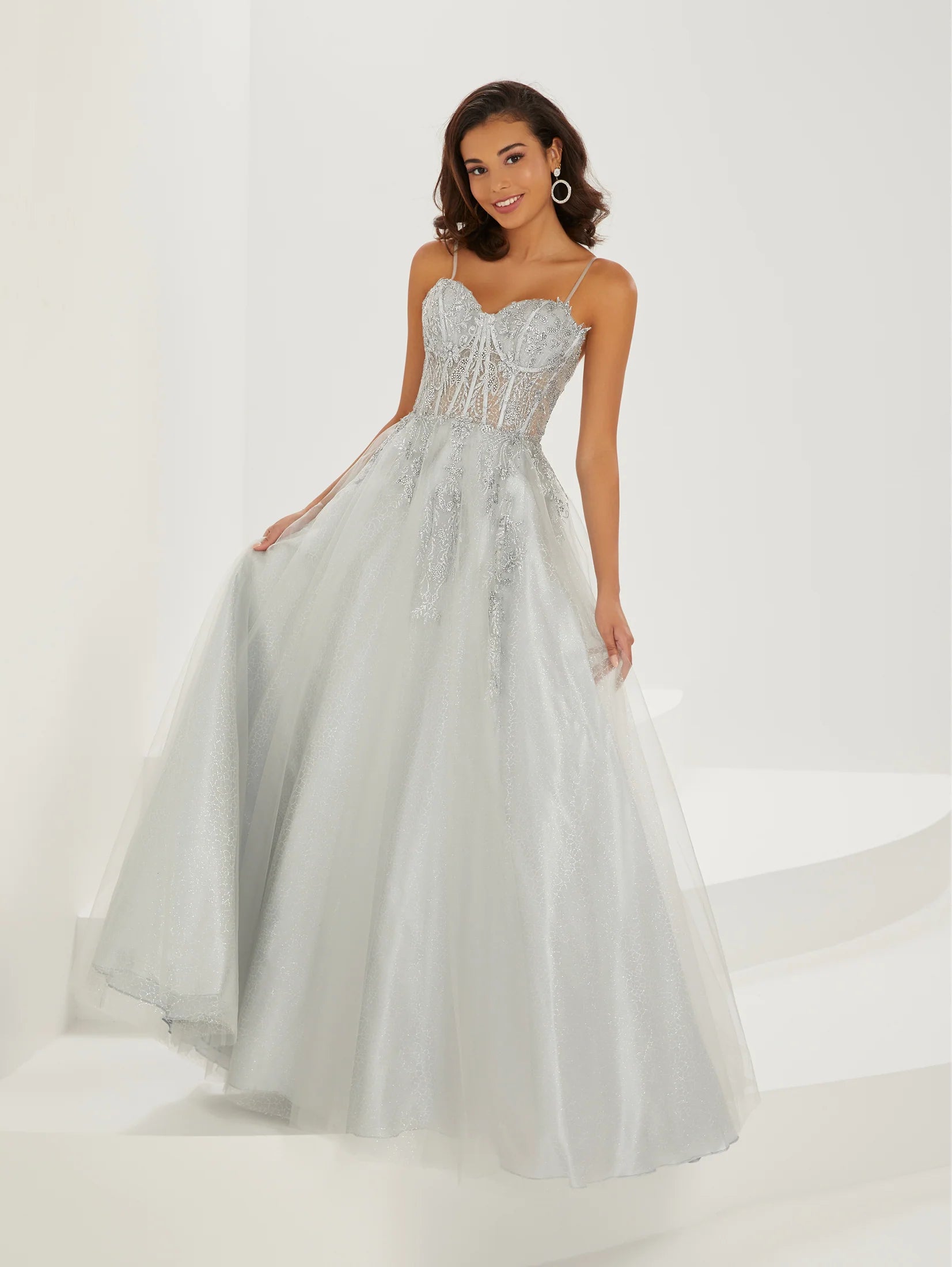 Metallic Tulle/Glitter Lace Gown