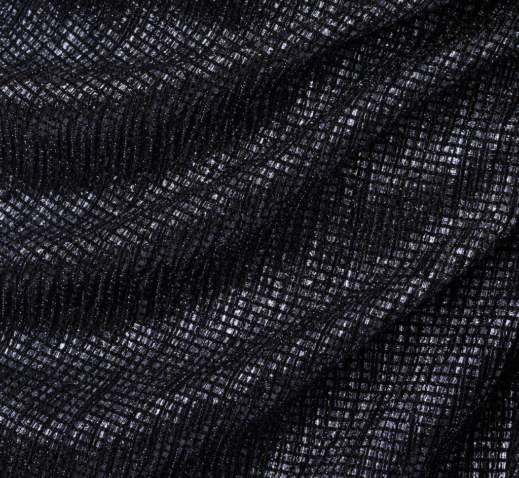 Draped Metallic Foil Long Dress In Navy