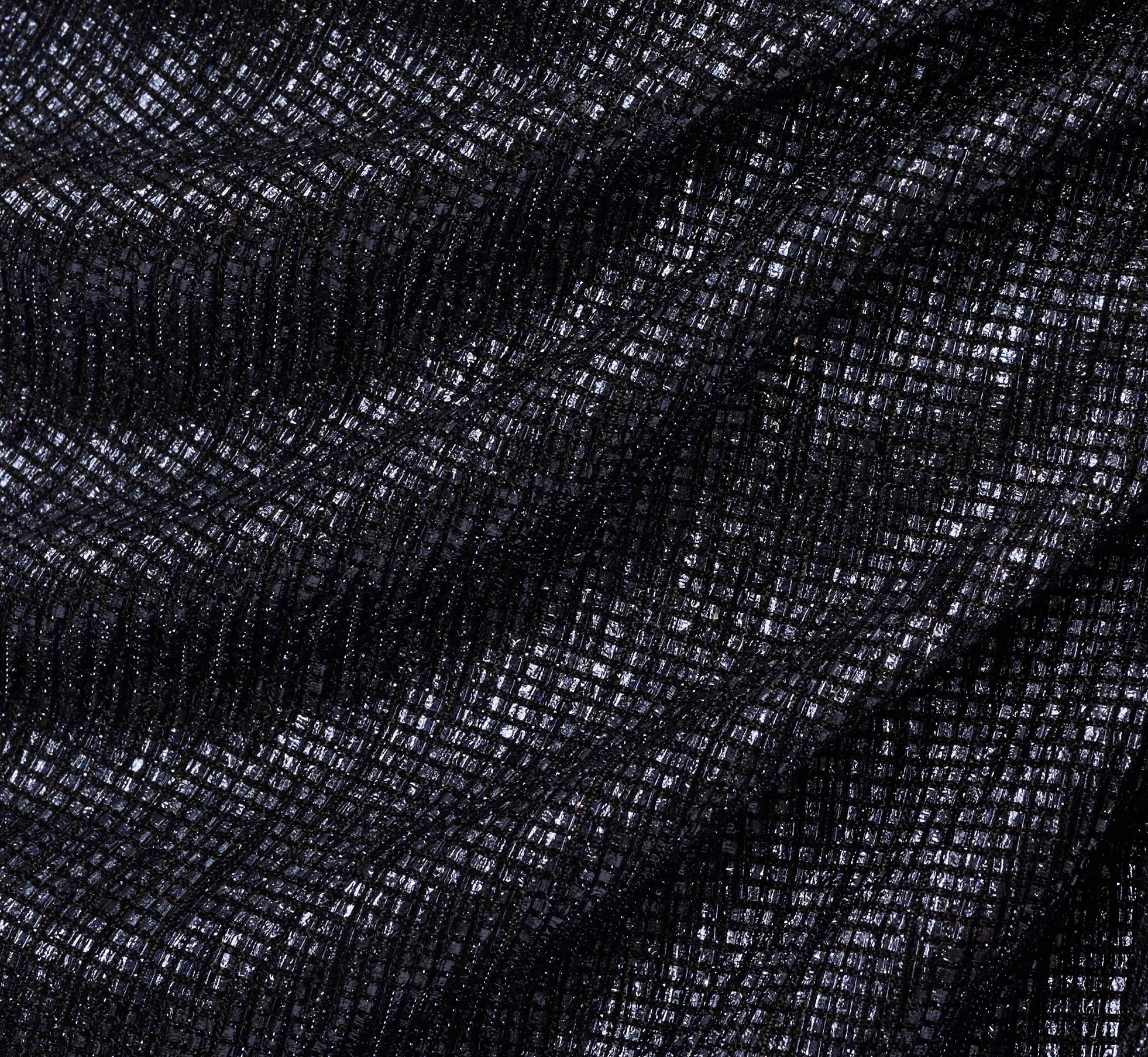 Draped Metallic Foil Long Dress In Navy