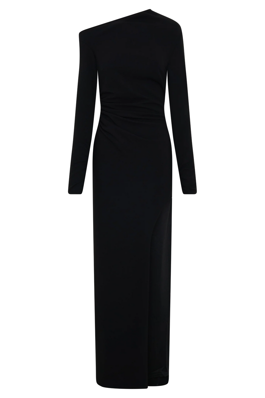 Thalyn Crepe Maxi Dress With Split - Black