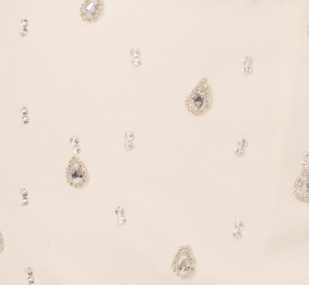 Sleeveless Beaded Mini Sheath Dress In Ivory
