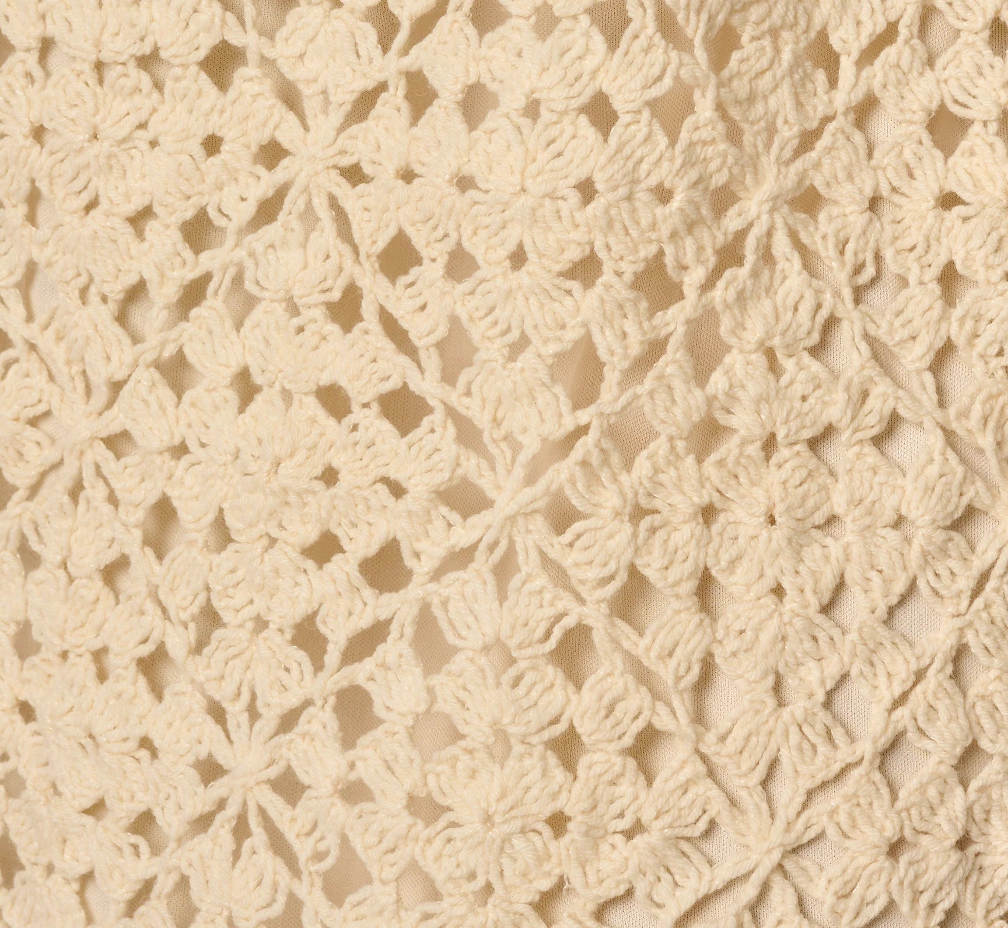 Crochet Knit Dagger Hem Midi Skirt In Cream