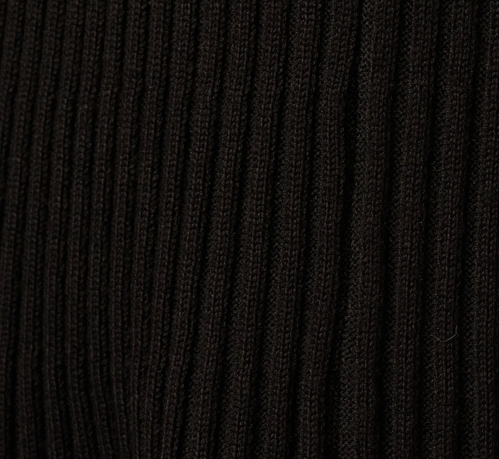Flutter Sleeve Ribbed Cable Midi Dress In Black