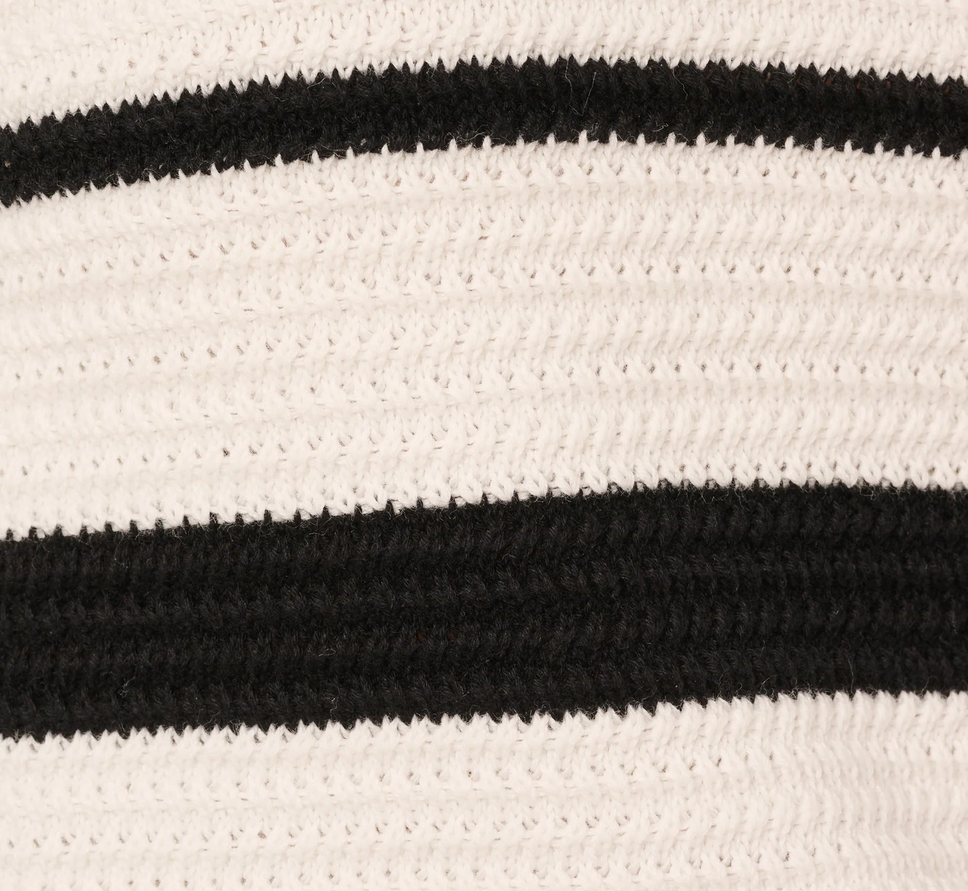 Long Sleeve Striped Polo Sweater Top In Ivory Black