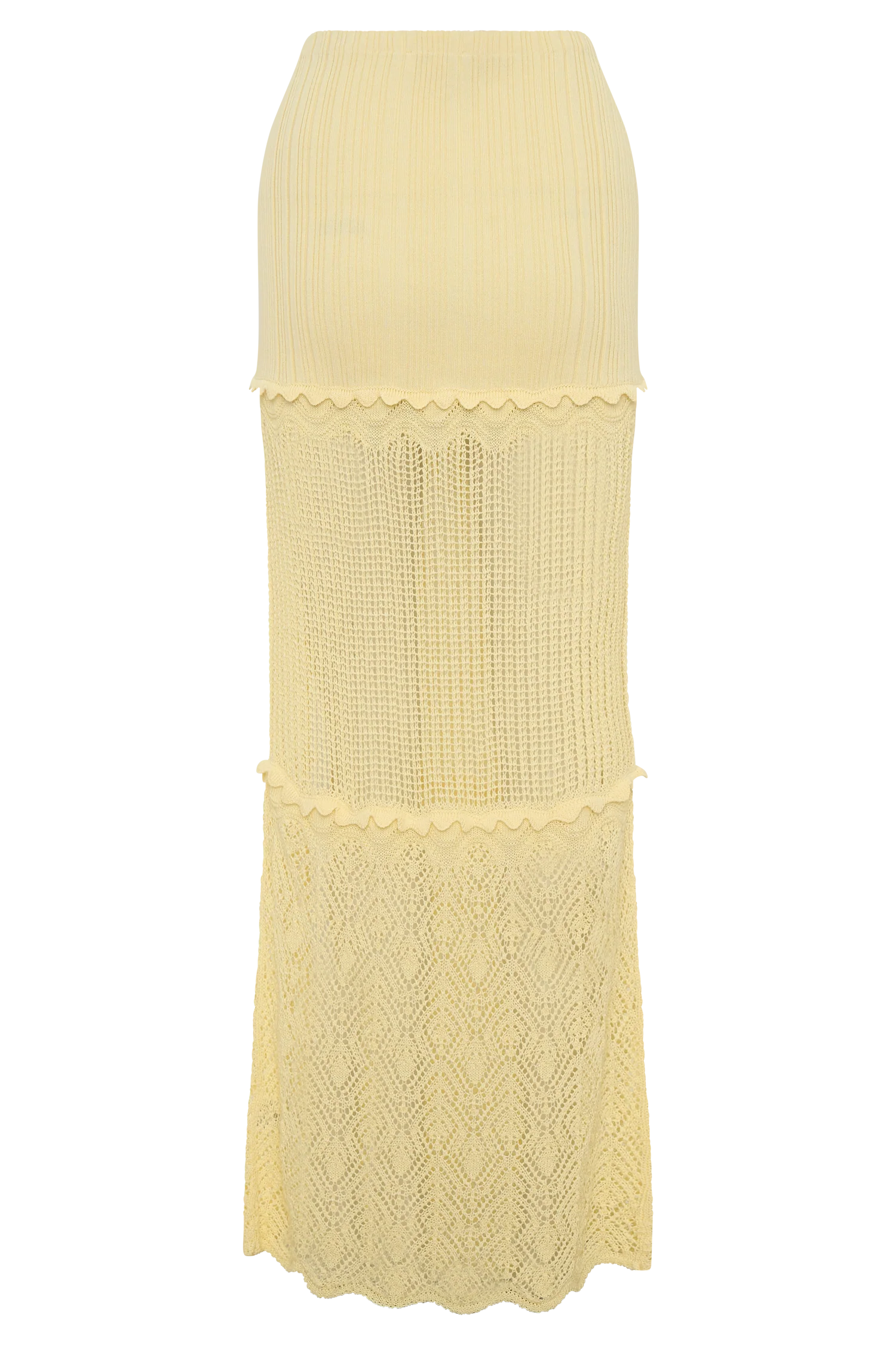 Coleene Pointelle Knit Maxi Skirt - Lemon