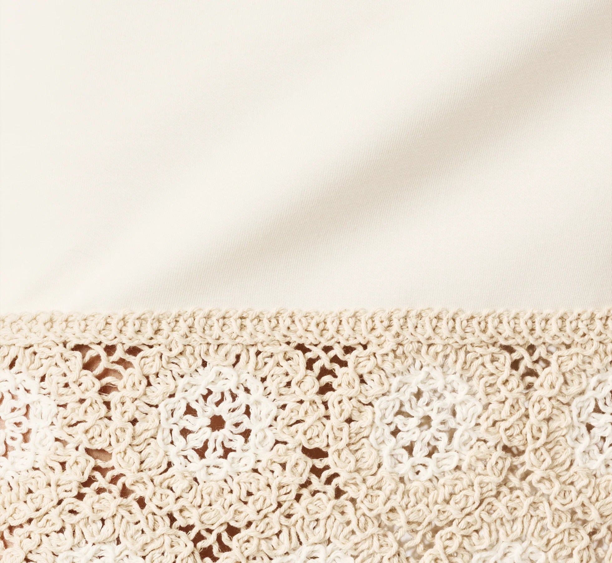 Crochet Trimmed Sheath Midi Dress With Tank Straps In Ivory