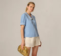 Puff Sleeve Sailor Collar Blouse In Rainwashed Ivory