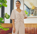 Embroidered Airflow Top And Wide Leg Pant Set In Pebble