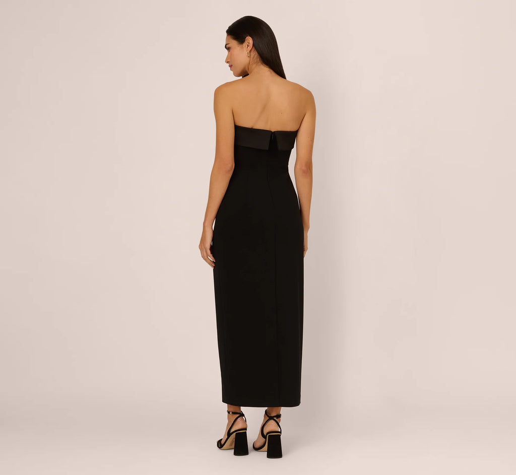 Strapless Knit Crepe Blazer Midi Dress In Black