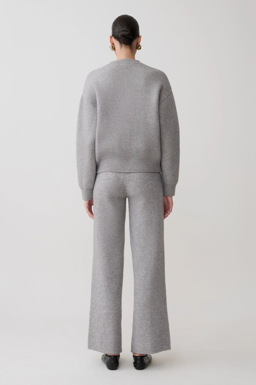 Evan Knit Wide Leg Pants - Grey Marle