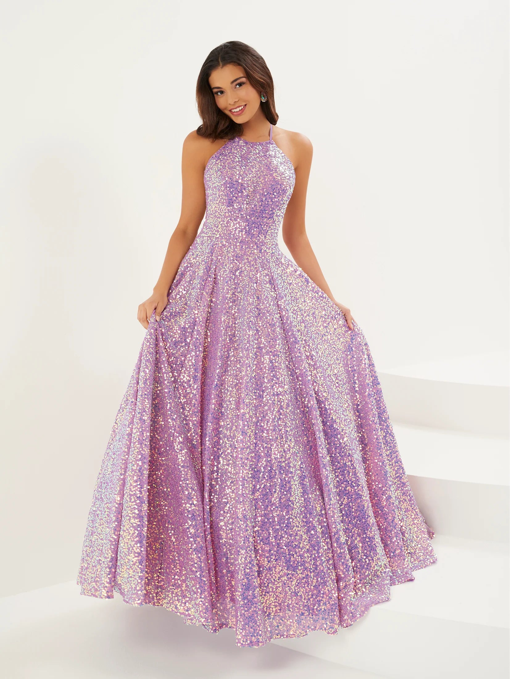 Shimmer Sequin Halter Gown