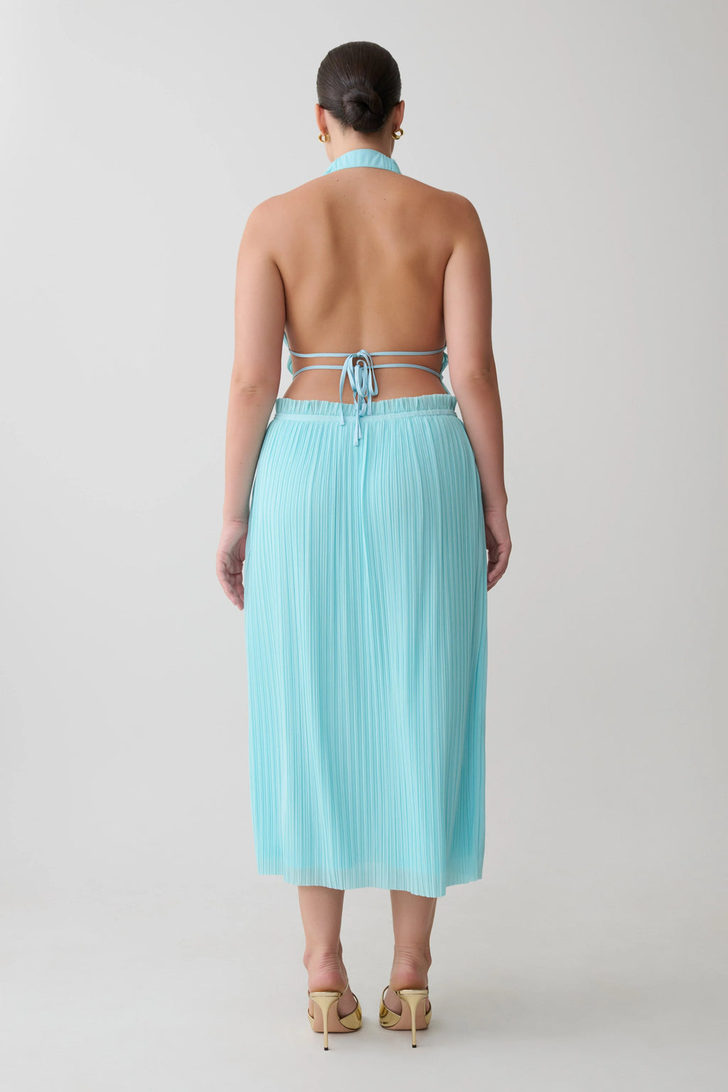 Thien Cowl Halter Midi Dress - Blue