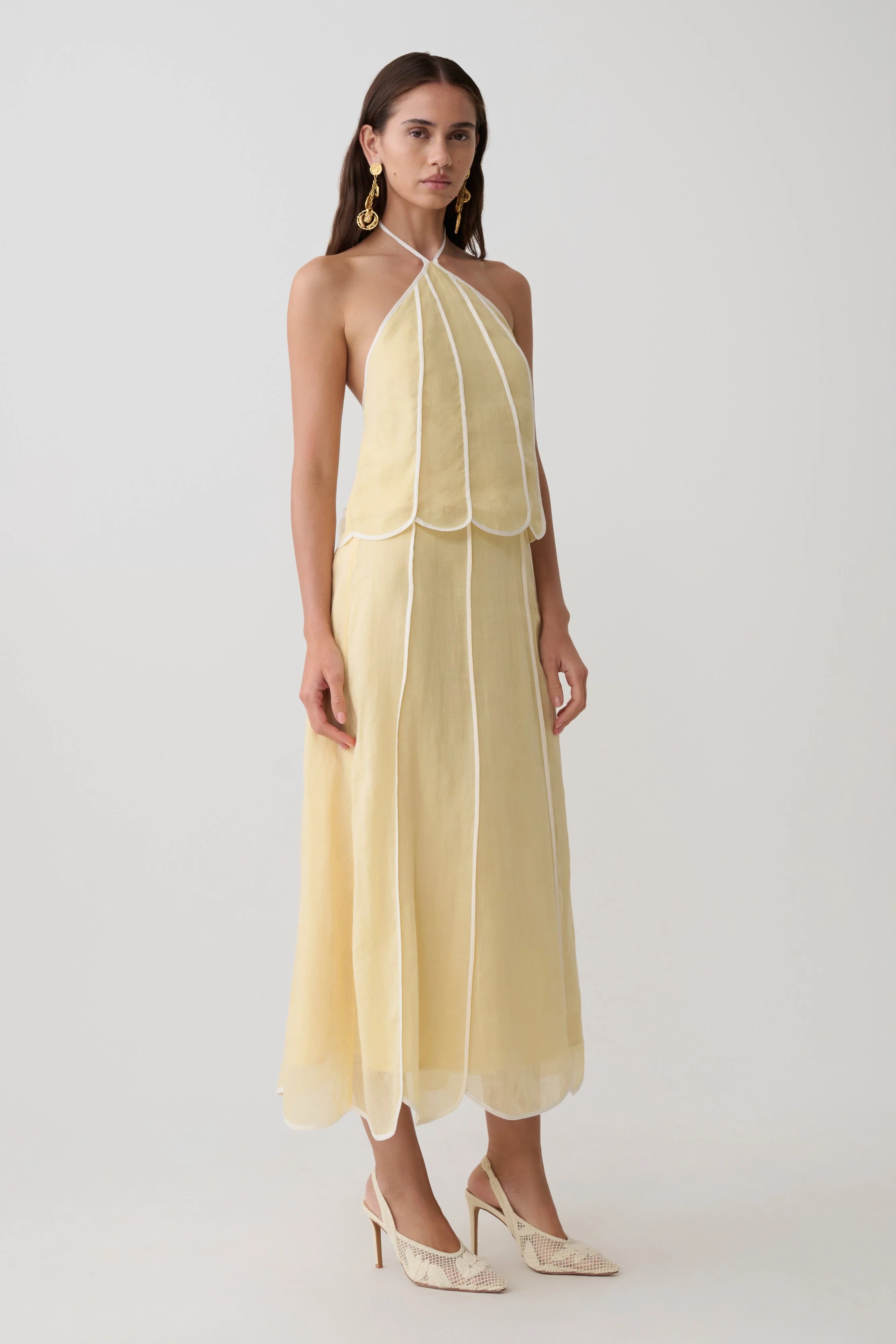 Georgia Panelled Midi Skirt - Butter
