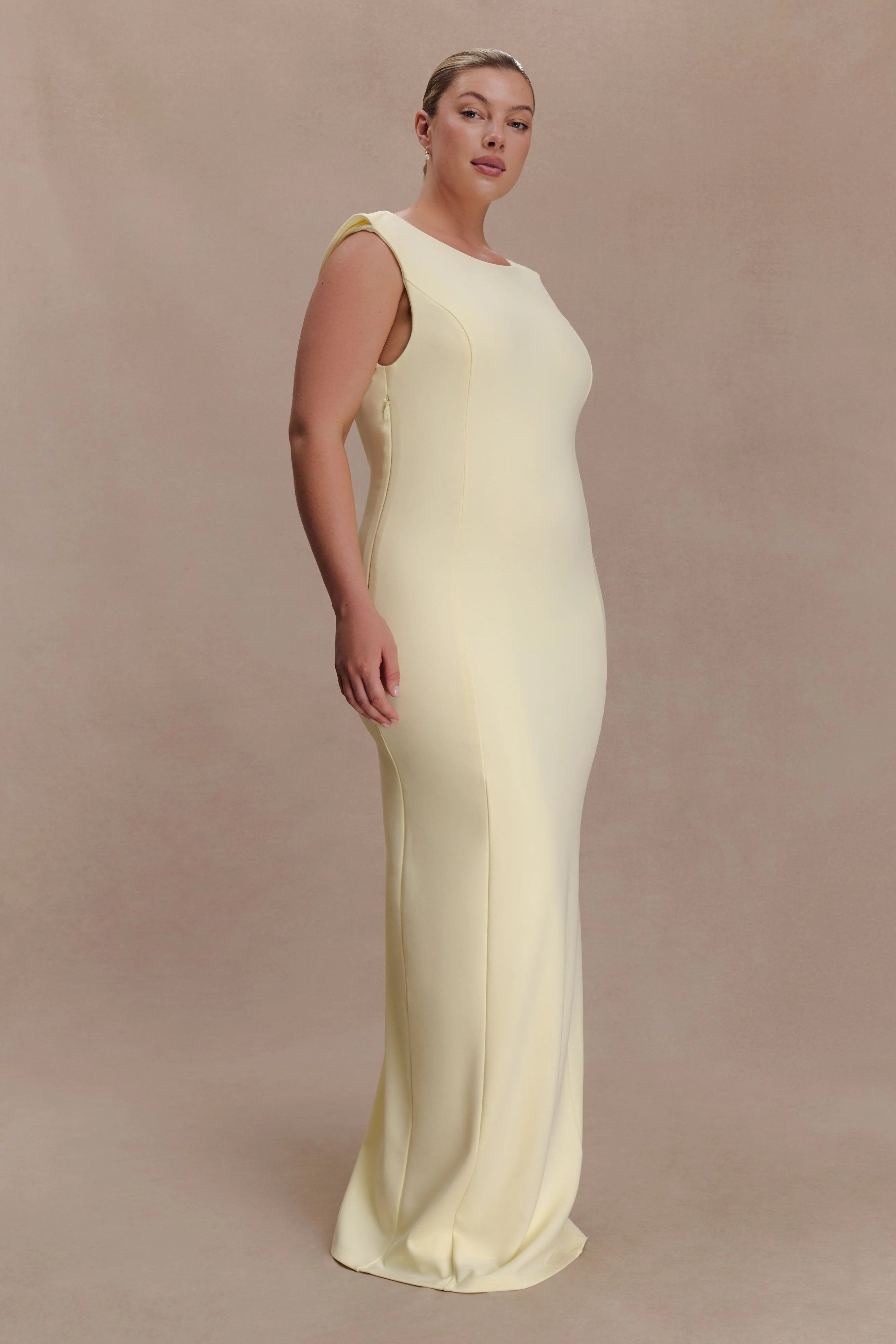 Galilea Crepe Draped Maxi Dress - Lemon
