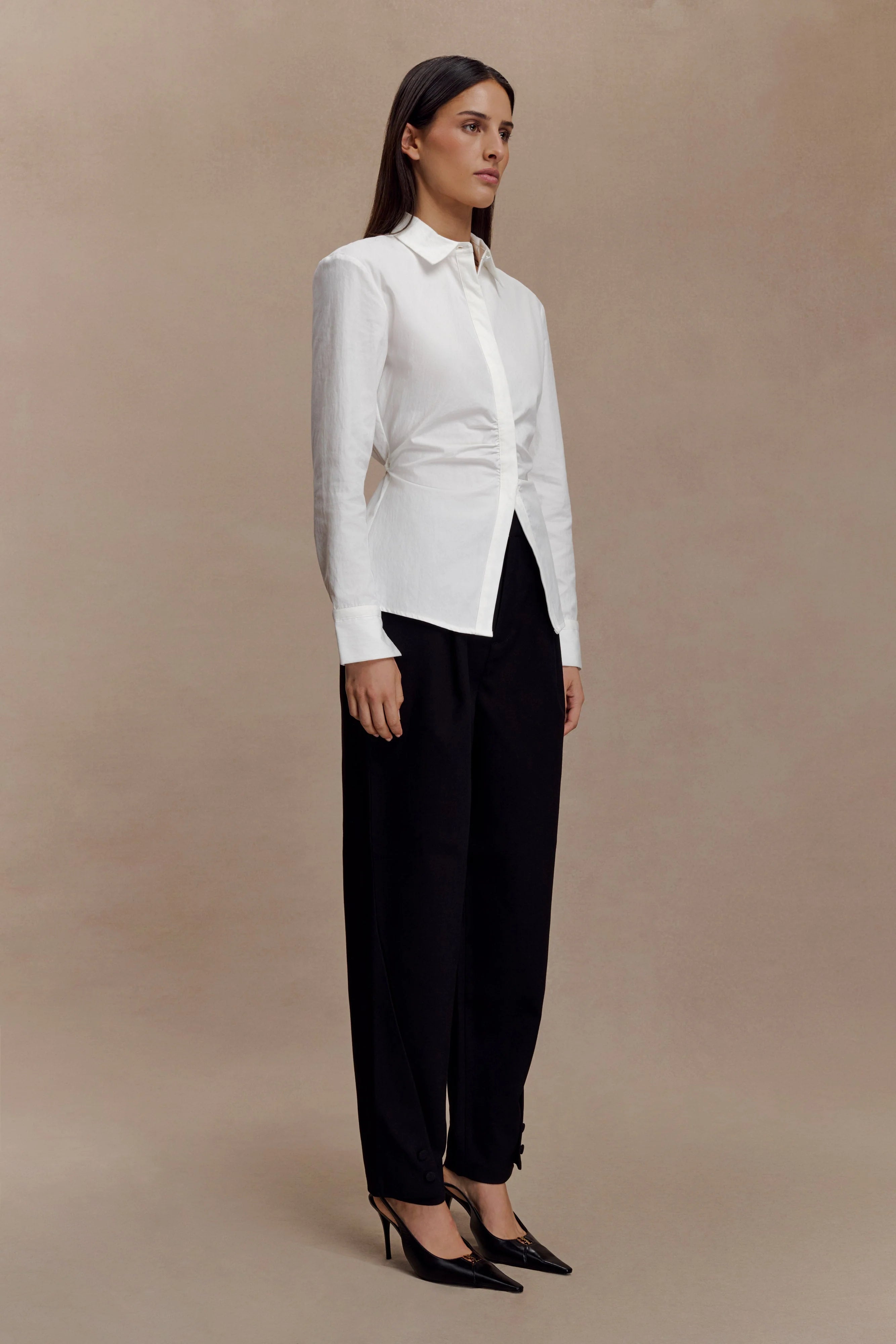 Millie Tie Back Cotton Shirt - White