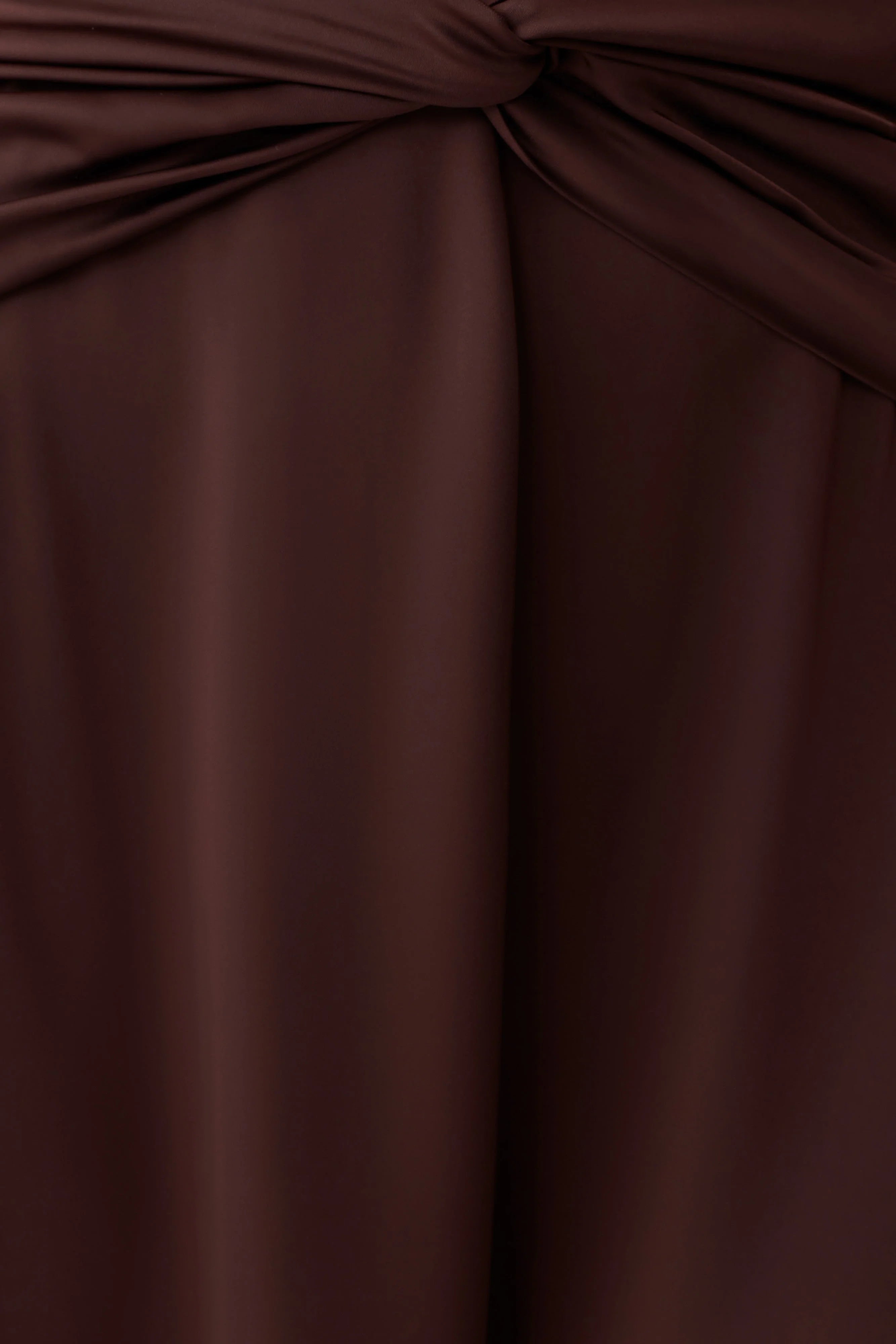 Cyra Plunge Satin Midi Dress - Dark Chocolate