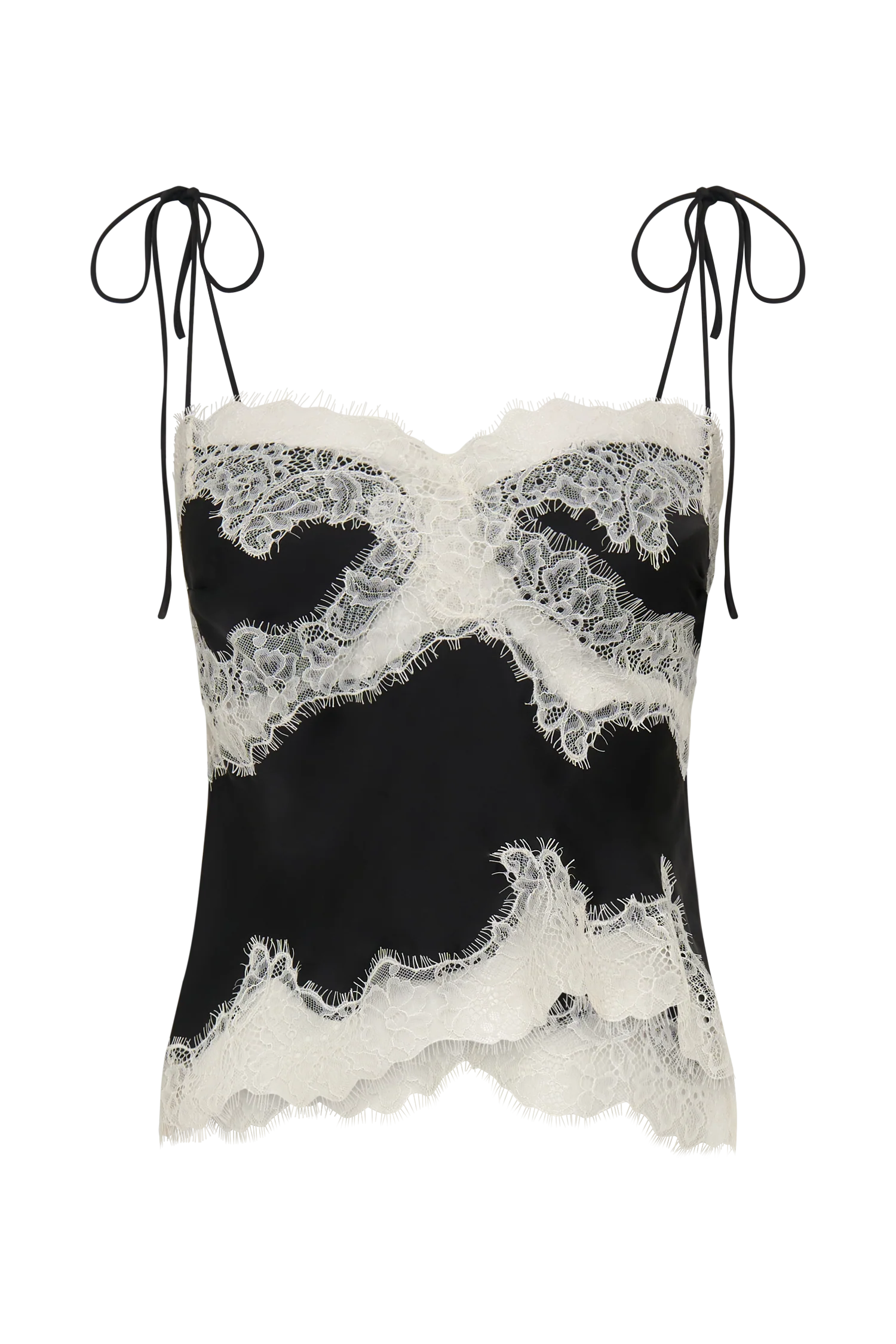 Nina Satin And Lace Camisole - Black/Ivory