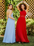 Chiffon and Tulle A-line Halter Gown