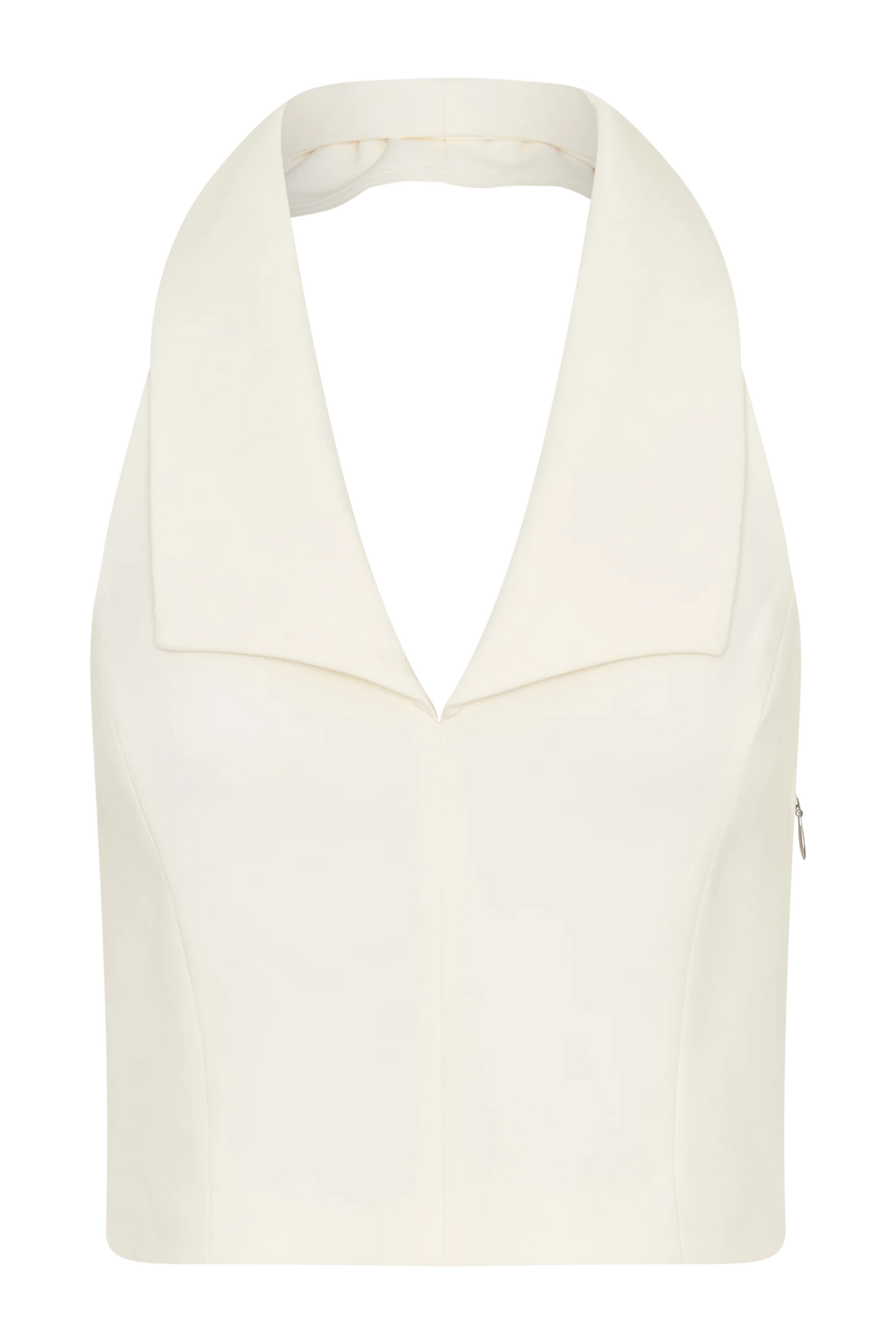 Calla Collared Sleeveless Halter Top - Ivory
