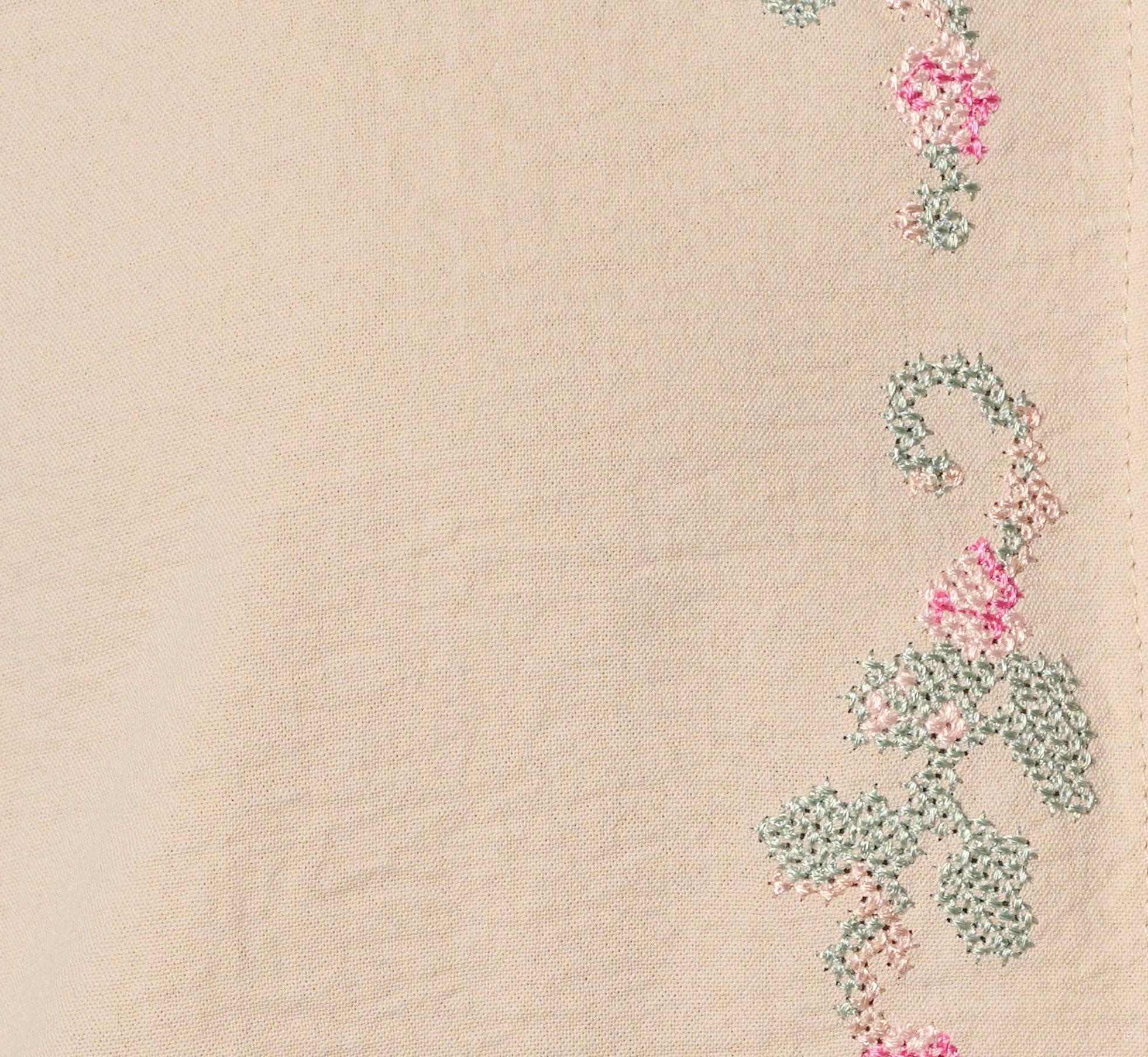 Bell Sleeve Floral Embroidered Tie Front Top In Pebble
