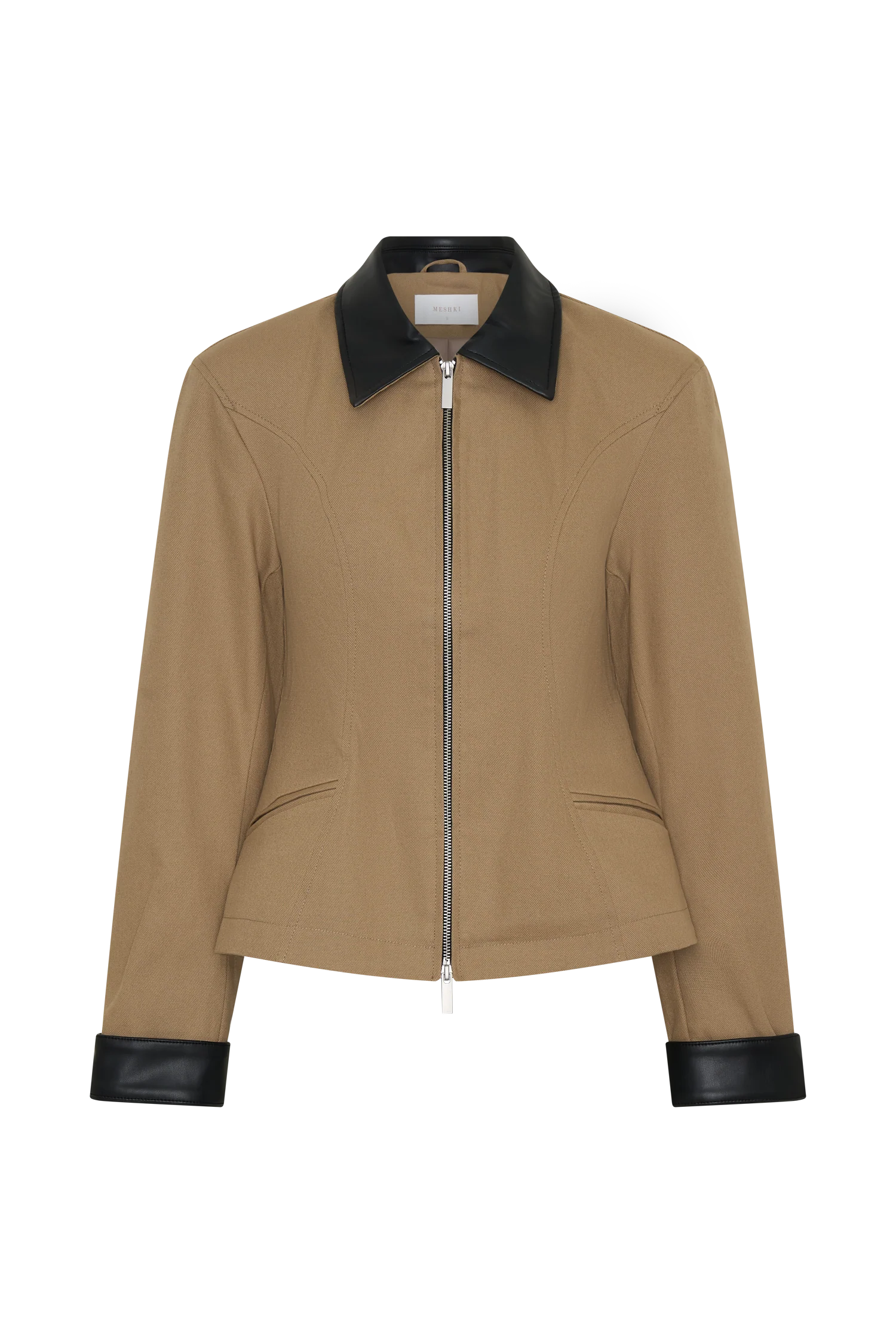 Solange Zip Up Collared Jacket - Natural