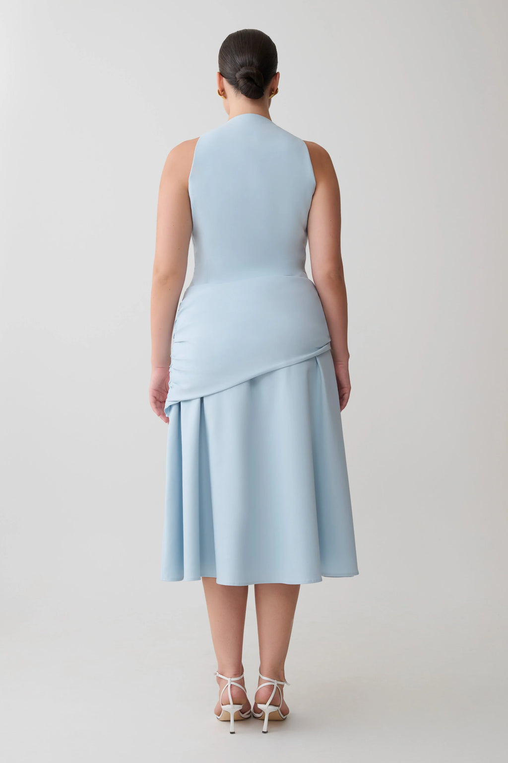 Emily Wrapped Waist Midi Dress - Sky Blue