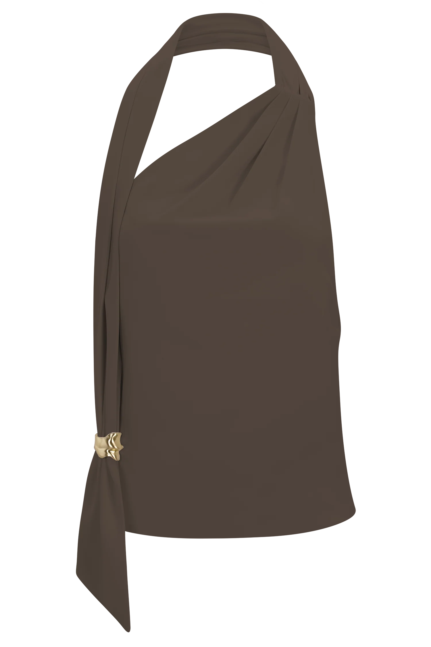 Marina Halter Top With Hardware - Cacao Brown