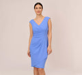 Crepe Sheath Dress With Draped Details In Precious Peri