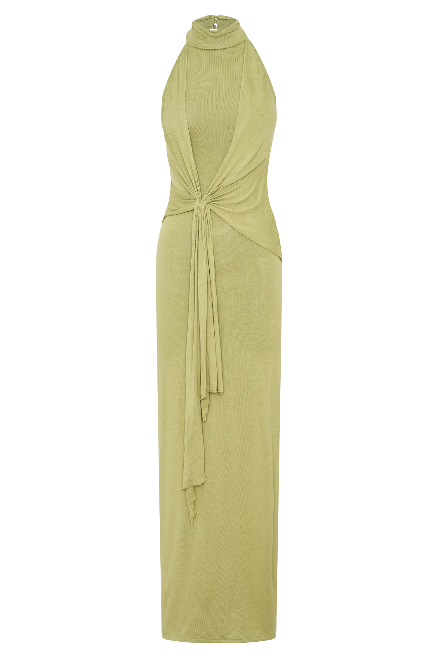 Cindylou Halter Knit Maxi Dress - Light Olive