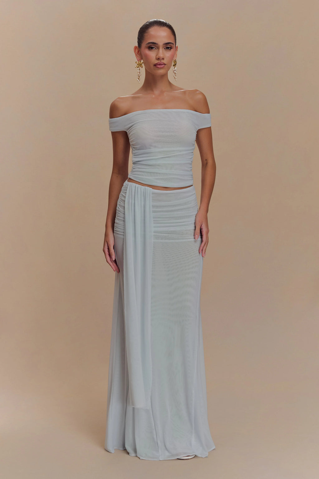 Arna Mesh Maxi Skirt - Pale Blue