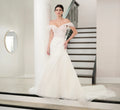 Watercolor Printed Organza Gown In Ivory