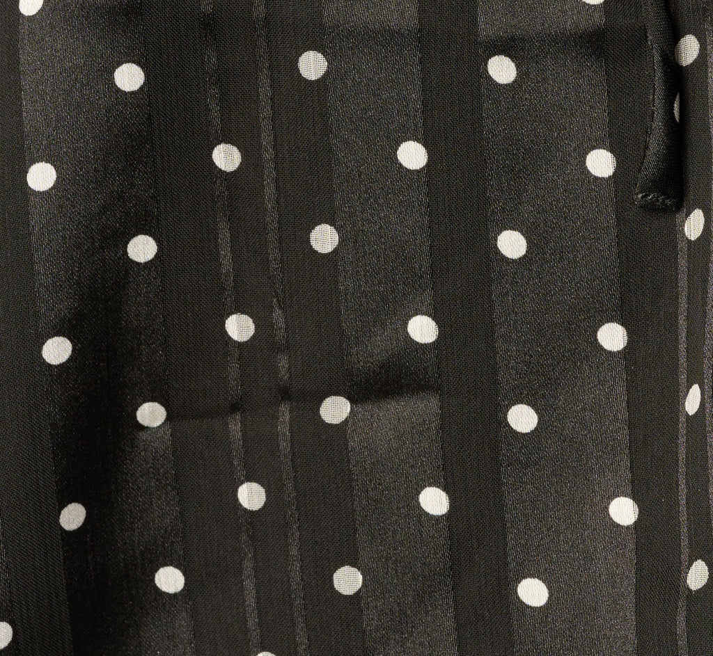 Long Sleeve Chiffon Ruffle Blouse In Black Cream Dot