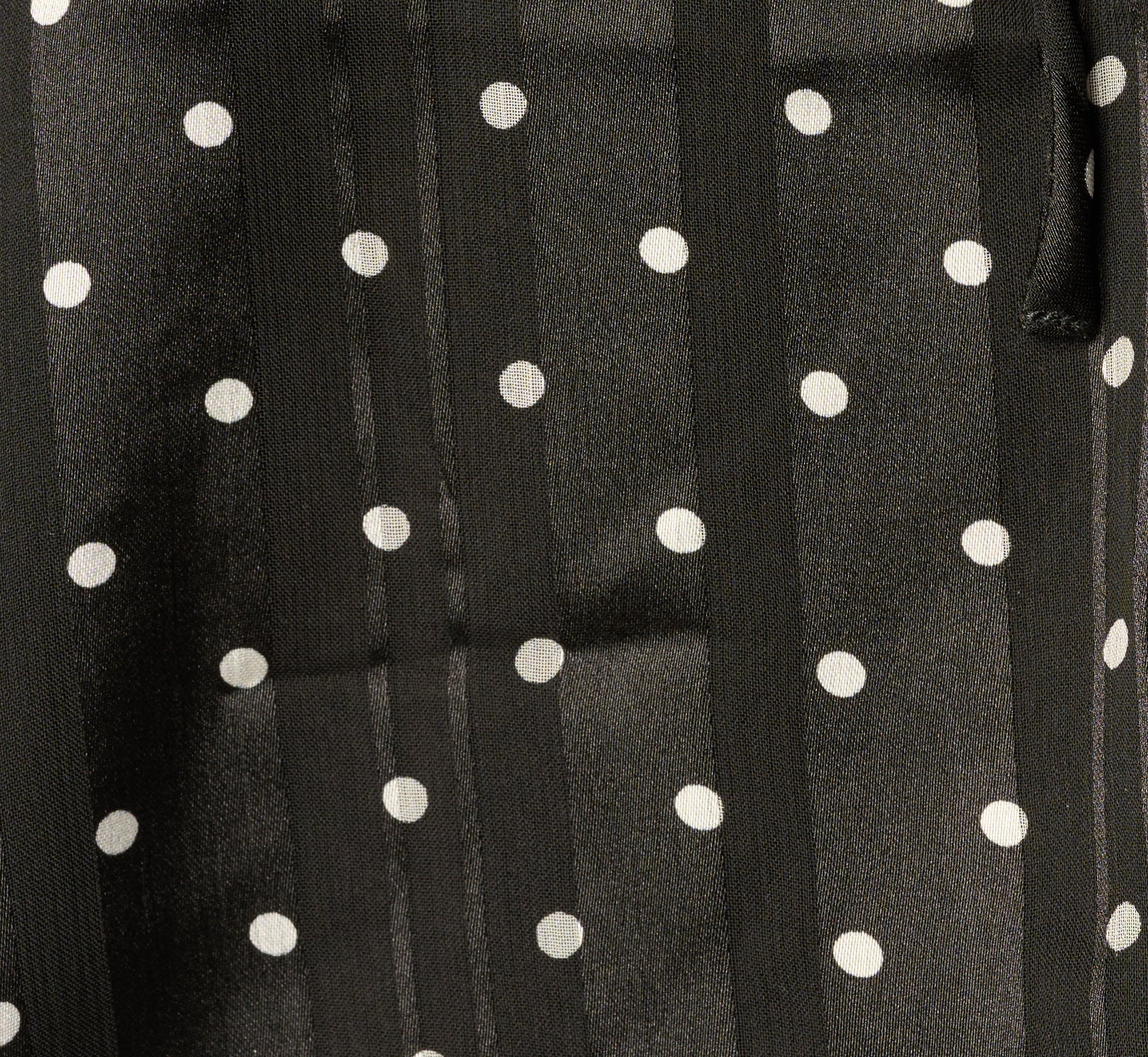 Long Sleeve Chiffon Ruffle Blouse In Black Cream Dot