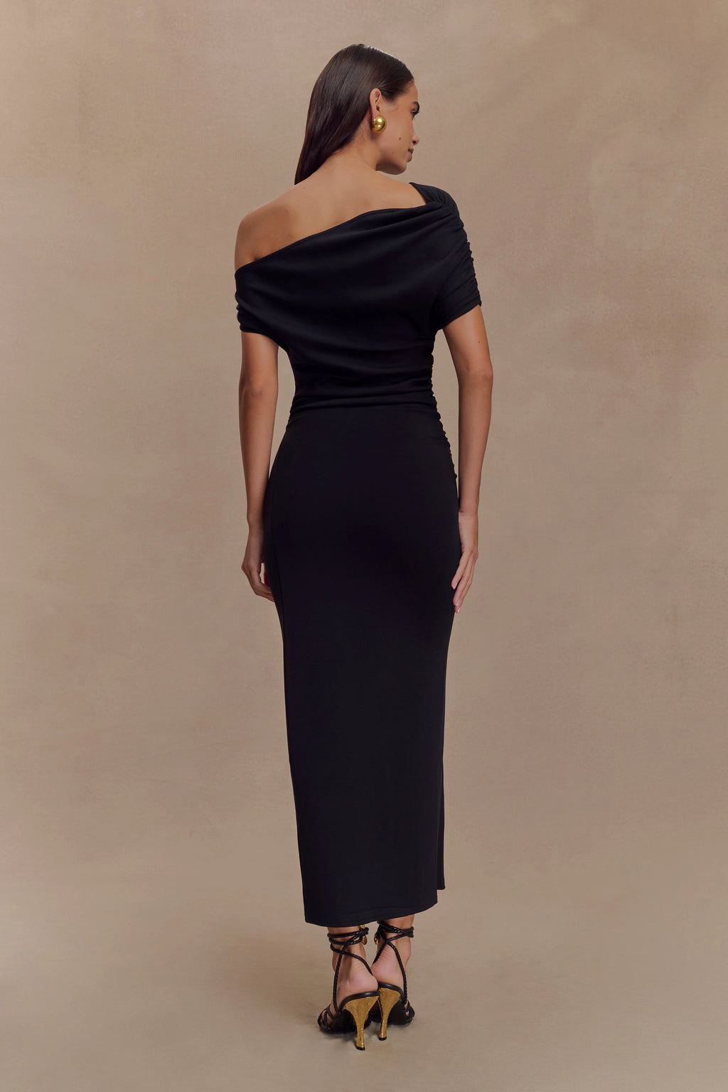 Kendra Scuba Jersey Midi Dress With Hardware - Black