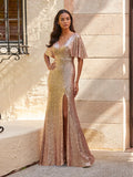 Sequined V-Neck Gown