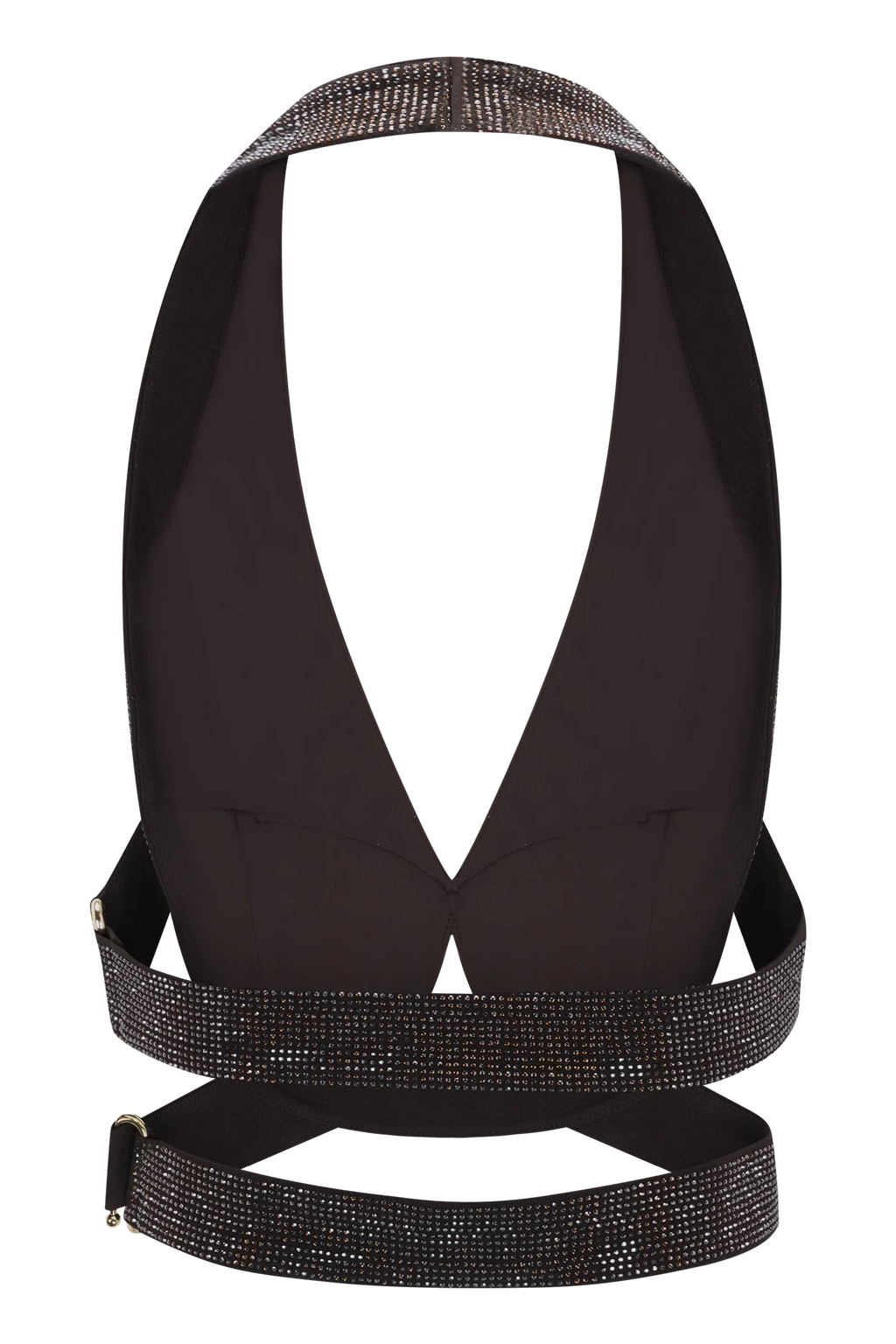 Siren Satin And Diamante Halter Top - Dark Chocolate