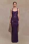 Jasmyn Hot Fix Maxi Dress With Mesh Back - Purple