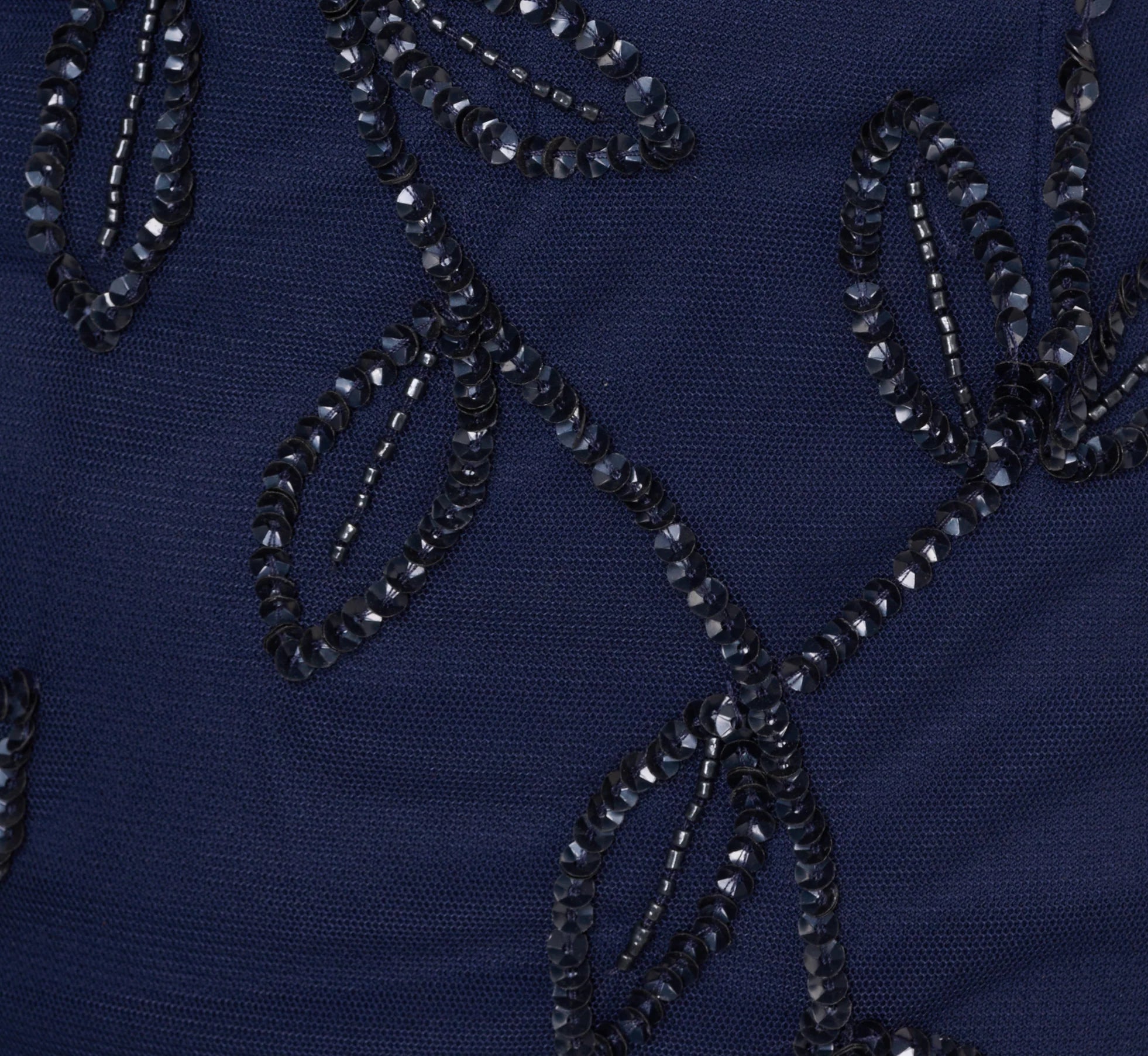 Sleeveless Blouson Mermaid Gown With Jasmine Beading In Light Navy