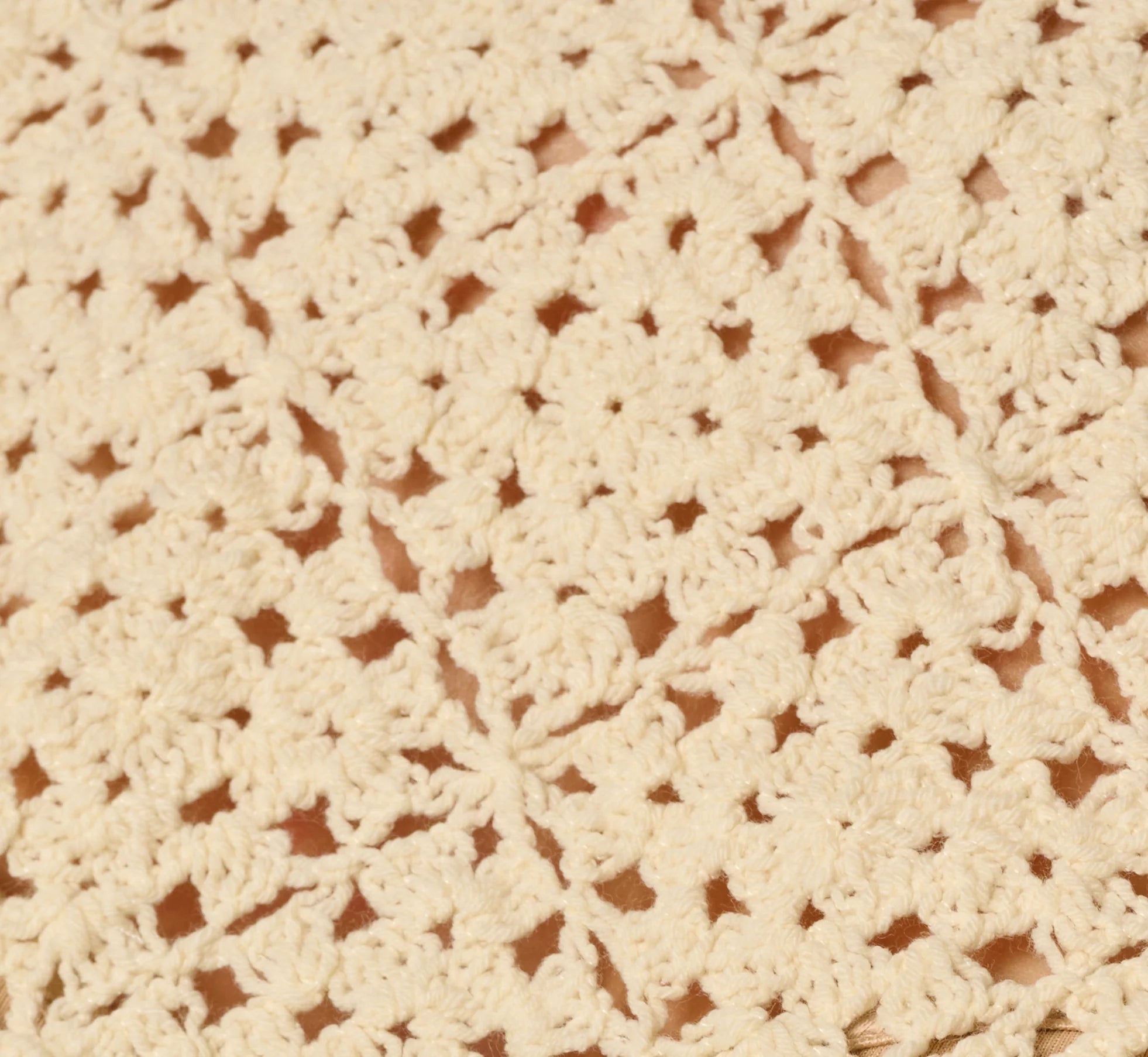 Short Sleeve Open Crochet Top In Cream